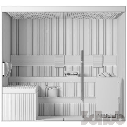 Premium Modern Finnish Sauna 3D Model &amp; Textures Pack