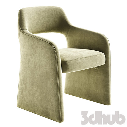 Sigrid Dining Table Fintan Chairs 3D Model Modern Solid Wood Pedestal Round Table and Boucle Armchairs Dining Set 3ds Max FBX OBJ